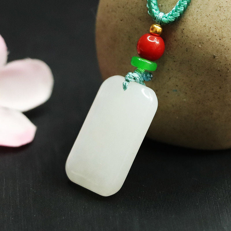 Elegant Hetian Jade Rectangle Pendant from the Fortune's Favor Collection