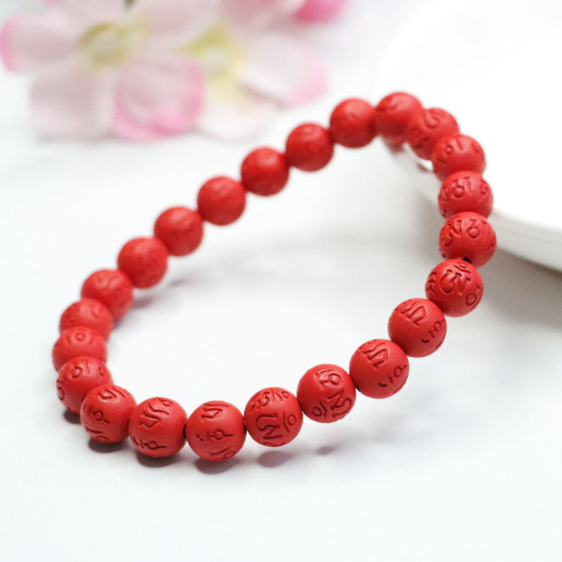 Red Sand Sterling Silver Bracelet with Cinnabar Stone