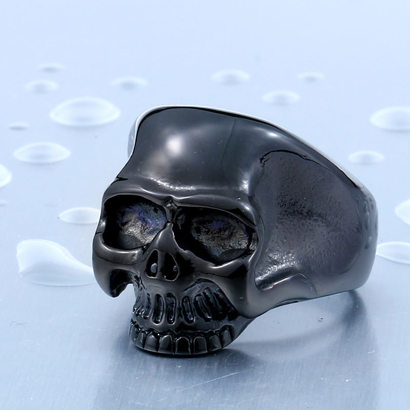 Retro Skull Ring for Men - European and American Stainless Steel Electroplated Black Jewelry