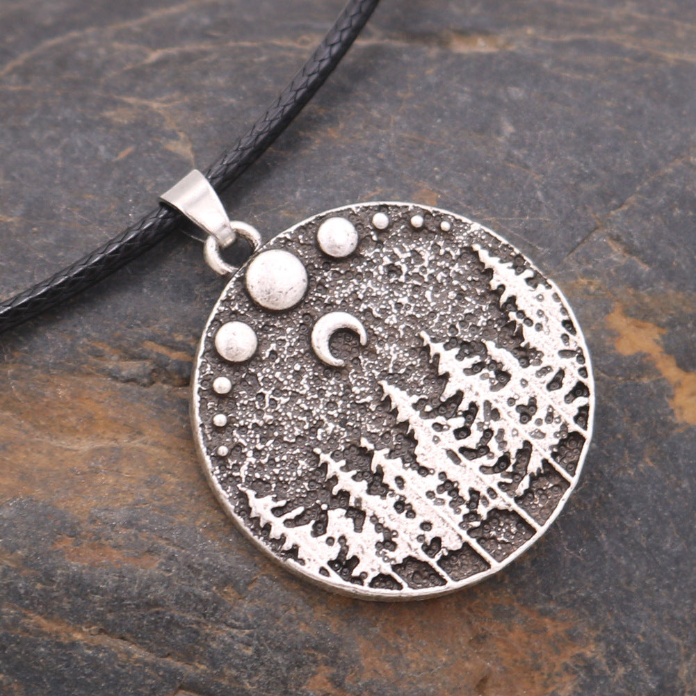 Moonlit Night PineTreeChamm Necklace - Norse Legacy Collection - Wholesale Jewelry for Men and Women