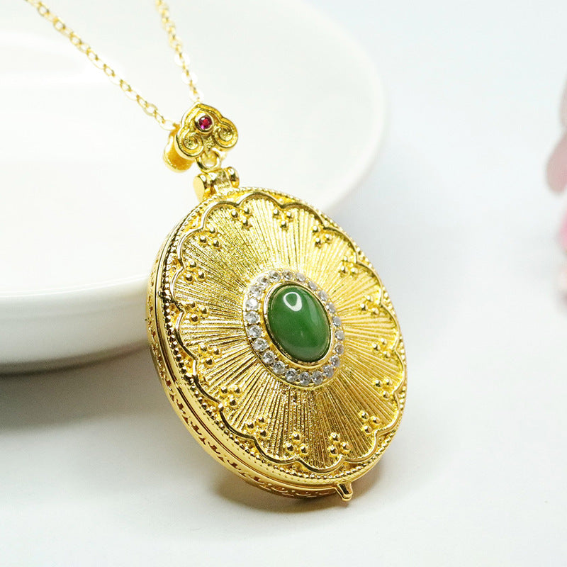 Jade Pendant Necklace with Zircon Photo Box Detail