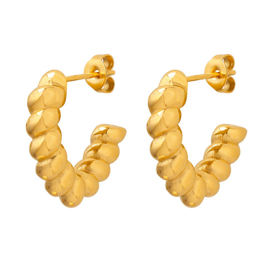 V-Shaped Thread Earrings in 18K Gold Plated Titanium Steel