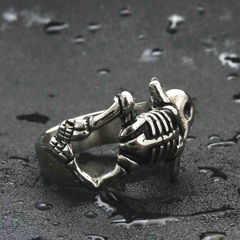 Titanium Steel Skull Ring for Men - Retro Punk Hip Hop Jewelry from Manufacturer