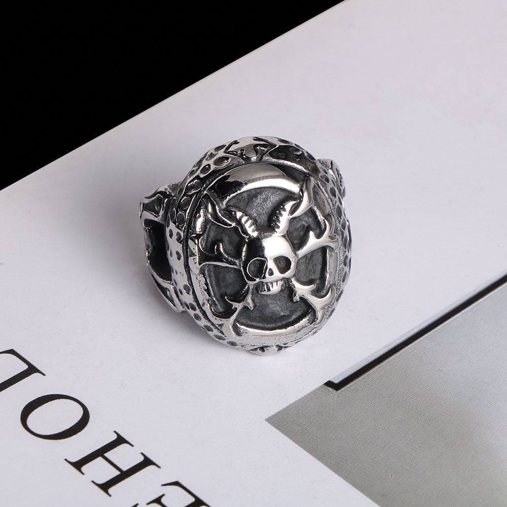 Vintage Clown Skull Ring – Bold Titanium Steel Accessory for Men