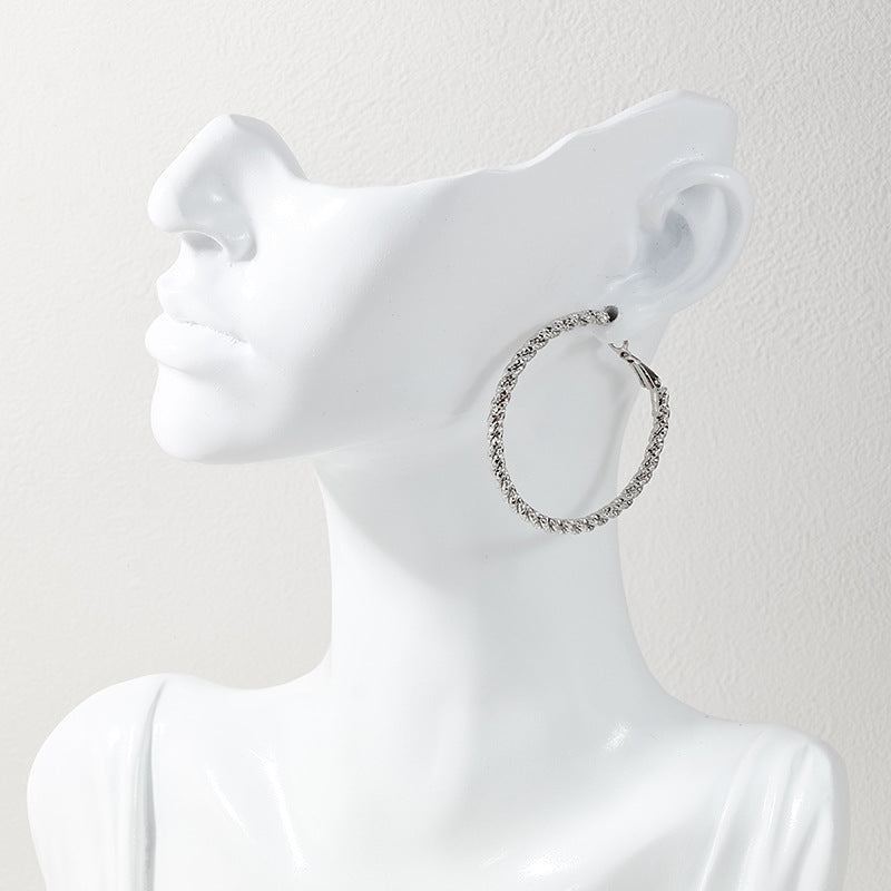 Fried Dough Twists Circle Earrings with Metal Texture - Vienna Verve Collection