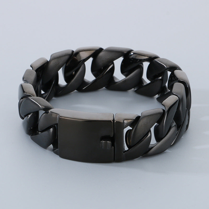 Trendy High-Texture Polished Titanium Steel Cuban Chain Bracelet for Men