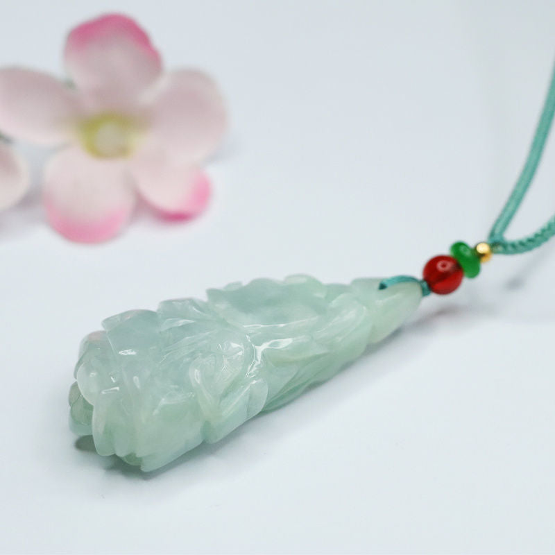 Jade Cabbage Pendant - Sterling Silver Fortune's Favor