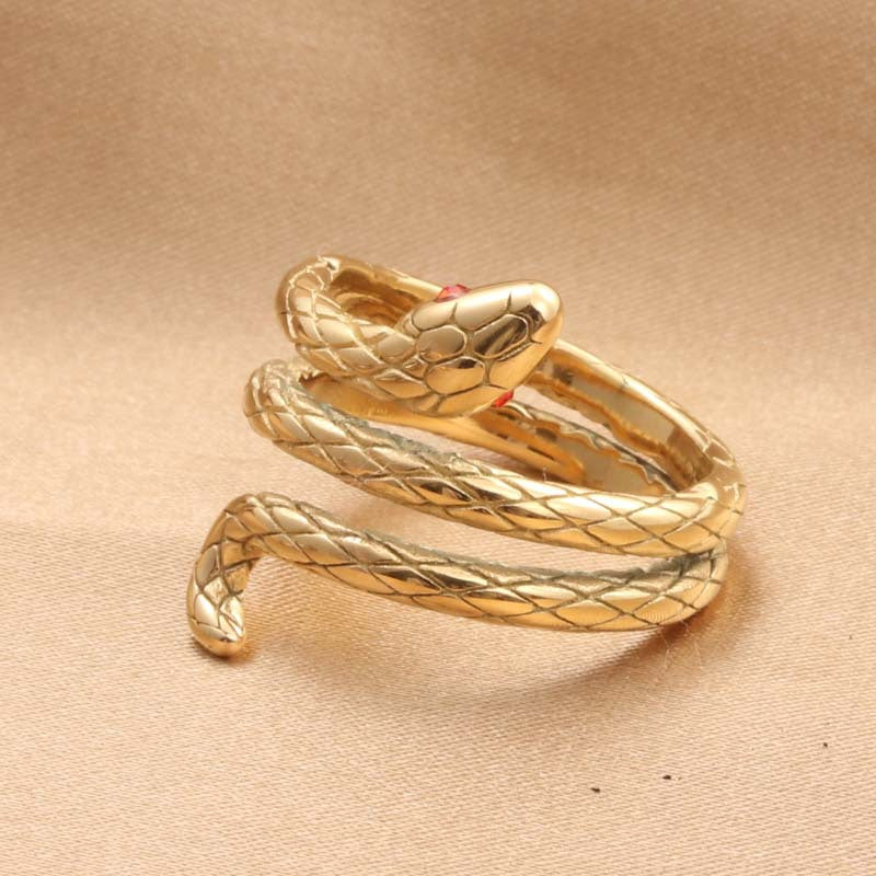 Titanium Steel Retro Snake Ring for Men - Stylish Animal Design Jewelry