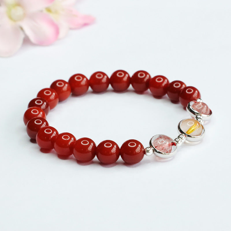 Fortune's Favor Agate and Crystal Sterling Silver Bracelet