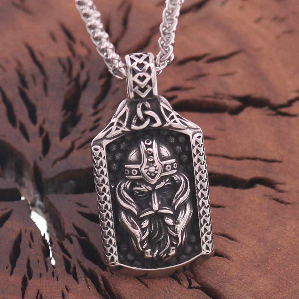 Viking Odin Helmet Pendant Necklace - Men's Nordic Myth Talisman