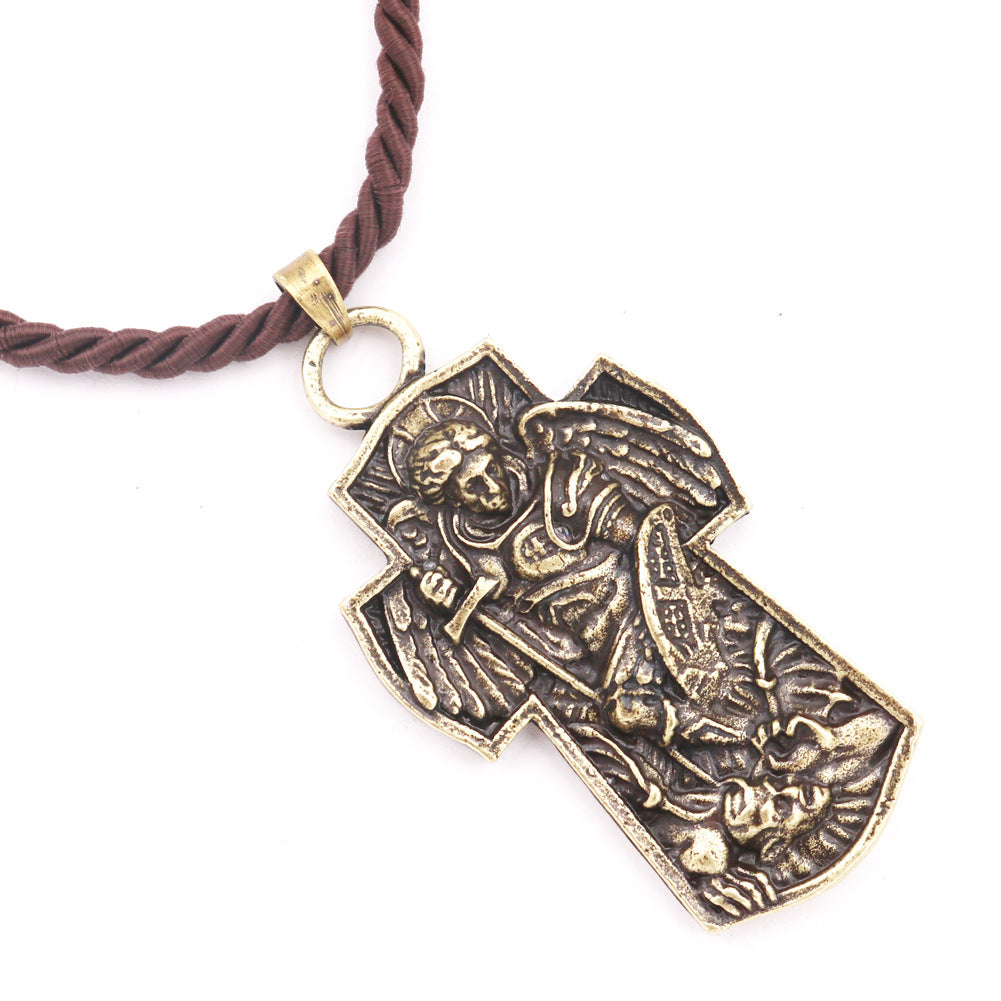 Saint Michael Archangel Alloy Necklace - European and American Style Men's Pendant from Planderful Collection