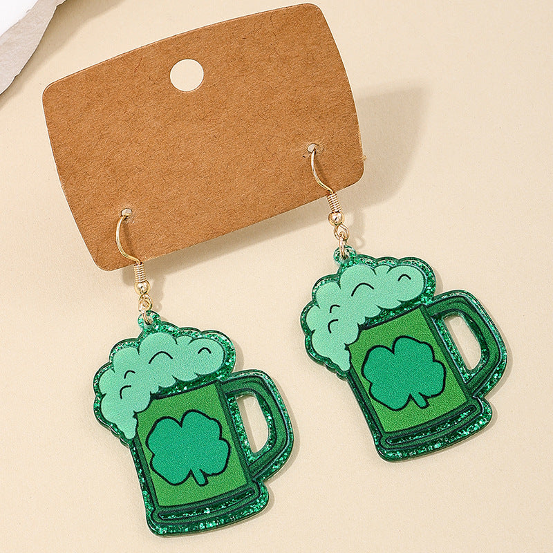 Green Beer Festival Statement Earrings - Vienna Verve Collection