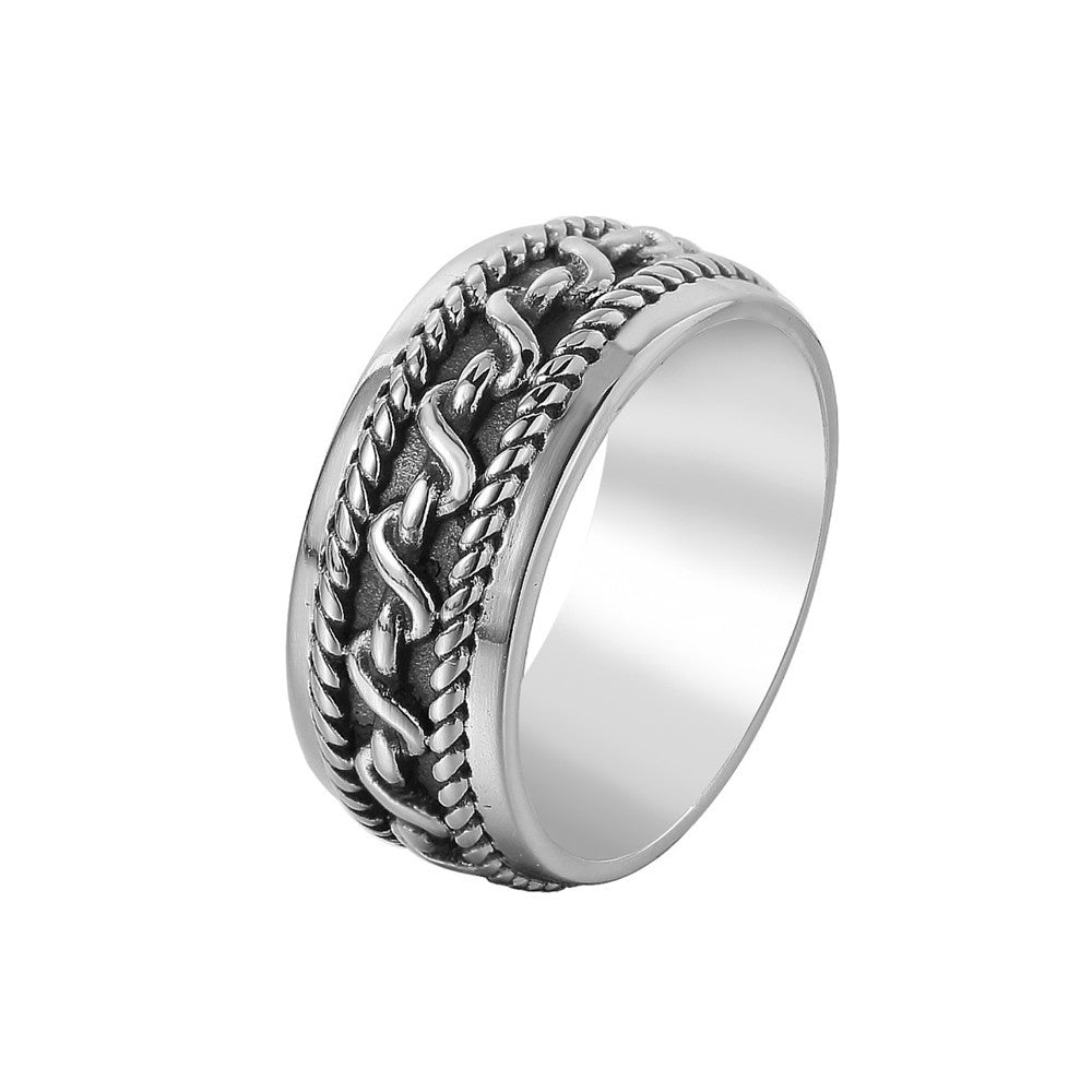 Trendy Retro Titanium Steel Ring from Planderful Collection