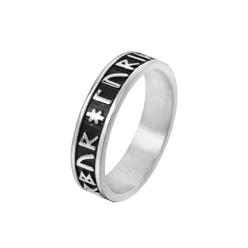 Vintage Viking Text Titanium Steel Ring for Men