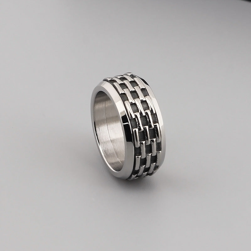 Trendy Rotatable Titanium Steel Ring for Men - Retro Hip Hop Decompression Accessory