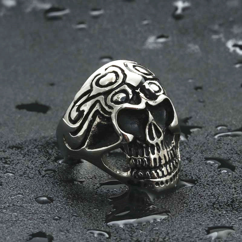 Titanium Steel Skull Ring for Men - Retro Punk Jewelry Direct from Manufacturer