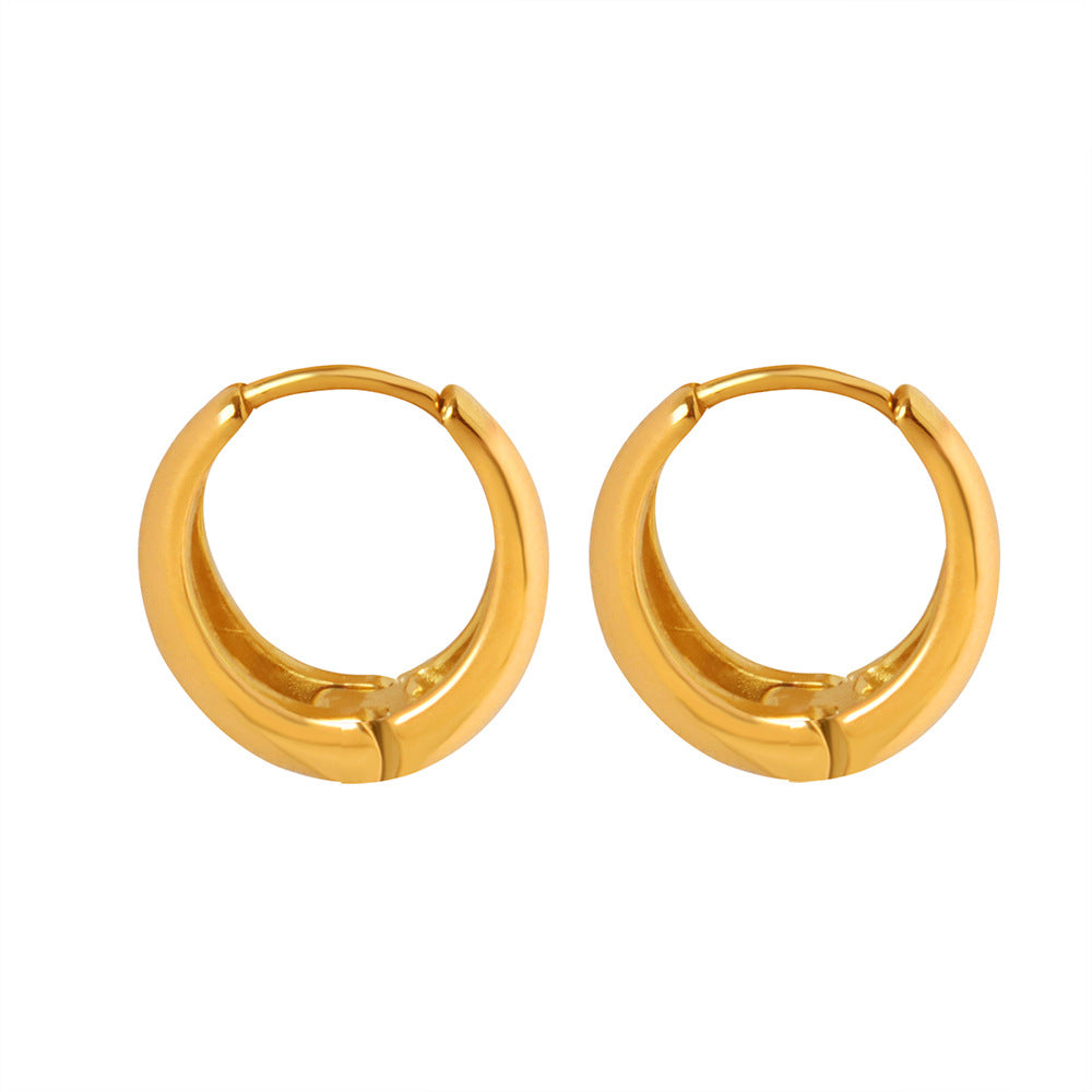 18K Gold Plated Circular Geometric Earrings with Versatile Buckle