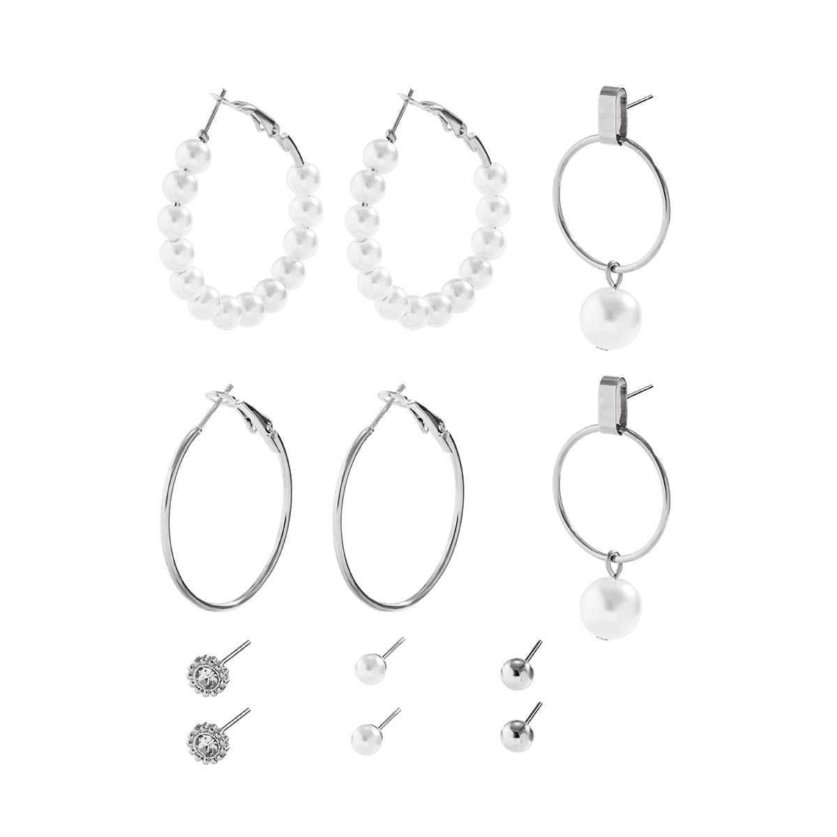 Elegant Circular Ring and Imitation Pearl Earrings Set for Women from Planderful Vienna Verve Collection