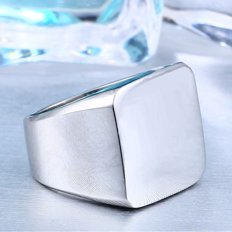 Sleek Titanium Steel Square Ring for Men - Trendy Japanese and Korean Fashion