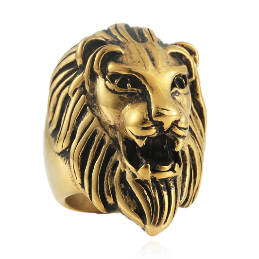 Titanium Steel Lion King Ring for Men and Women - Versatile Fashion Statement in European and American Style