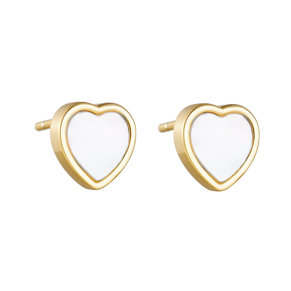 Heart Shape Mother of Pearl Silver Stud Earrings