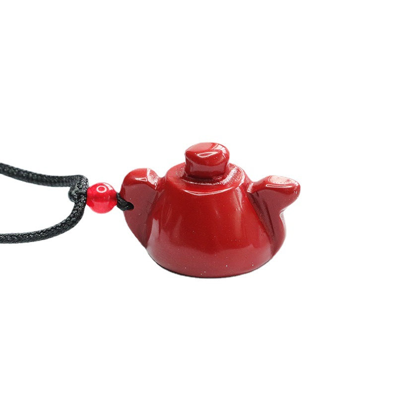 Ethnic Charm Vermilion Sand Tea Pot Pendant