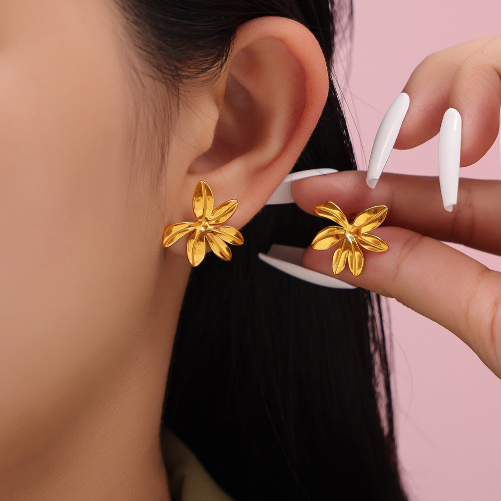 Forest Bloom Titanium Steel Gold-Plated Ear Studs