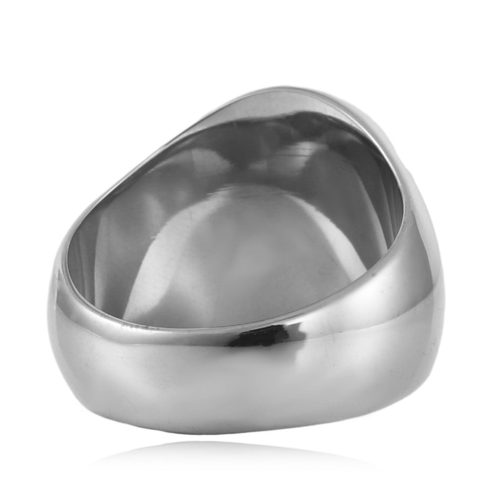 Trendy Unisex Titanium Steel Oval Stone Ring - Vintage Punk Style for Men and Women