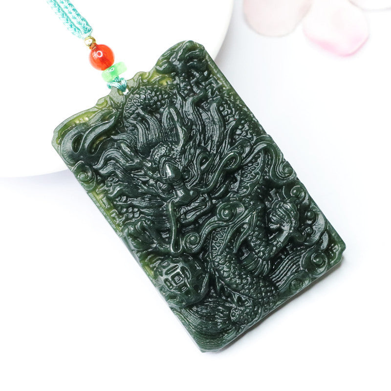 Hetian Jade Phoenix Carving Sterling Silver Necklace