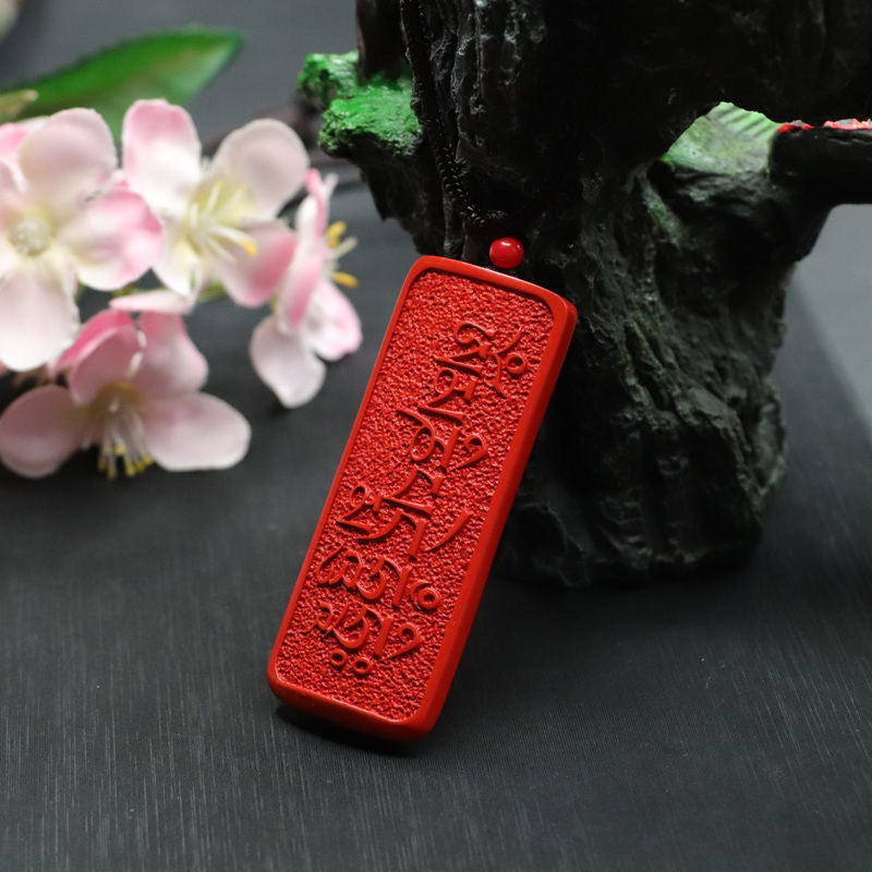 Red Sand Lotus Cinnabar Proverbs Pendant