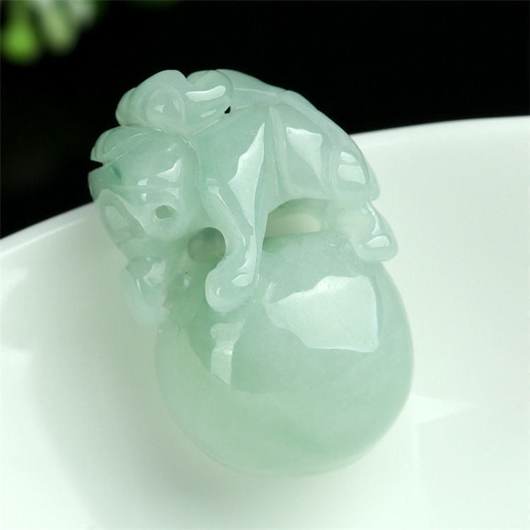 Fortune's Favor Myanmar A-grade Jade Pixiu Round Bead Pendant Jewelry