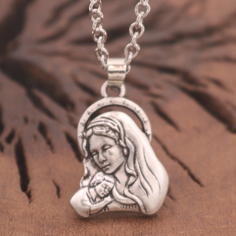 Celestial Madonna Pendant - Unique Norse Legacy Necklace for Men