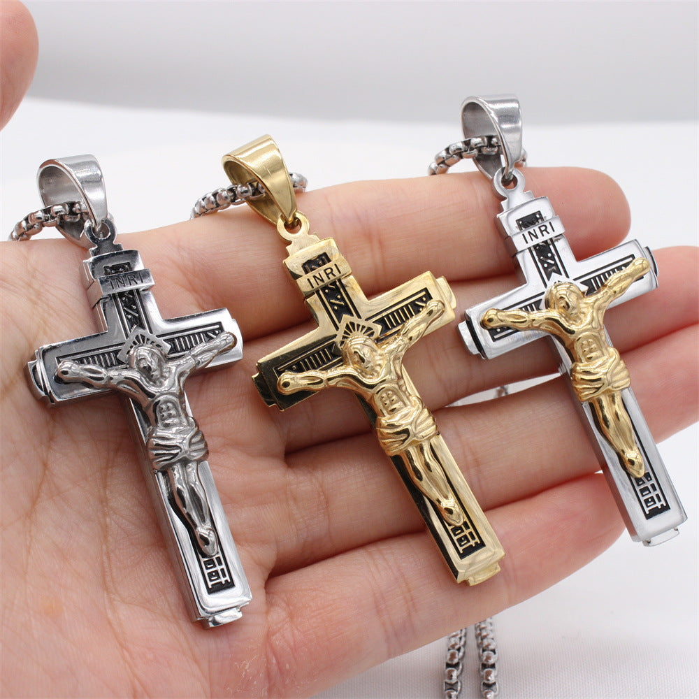 Jesus Crucifix Titanium Steel Pendant for Men