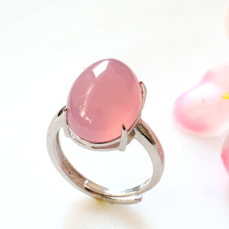 Pink Chalcedony Oval Ring