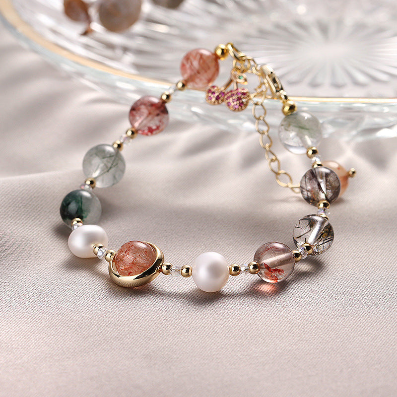 Fortune's Favor Crystal and Freshwater Pearl Sterling Silver Bracelet