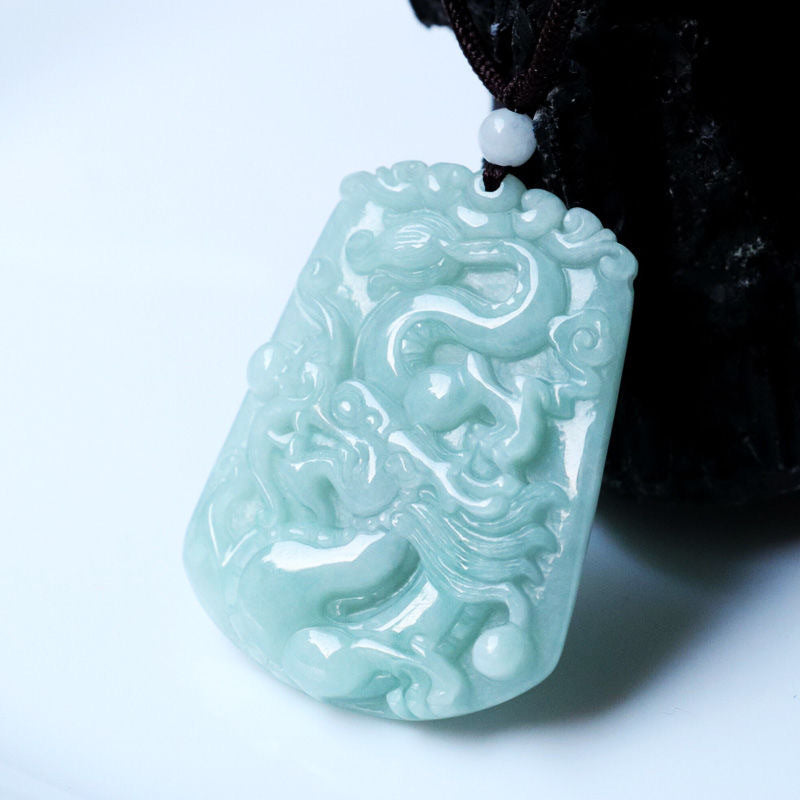 Jade Dragon Fortune's Favor Silver Pendant