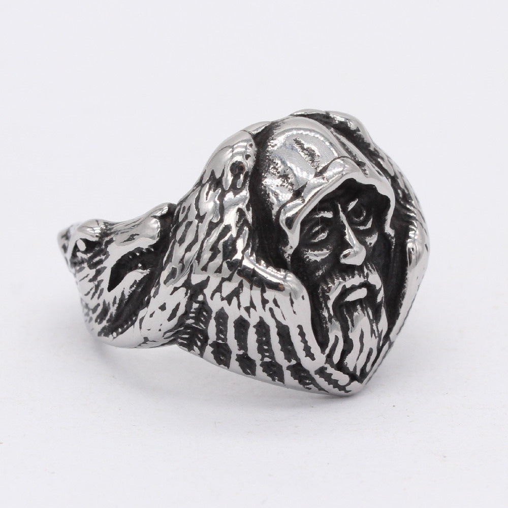 Wizard and Wings Titanium Steel Ring for Men