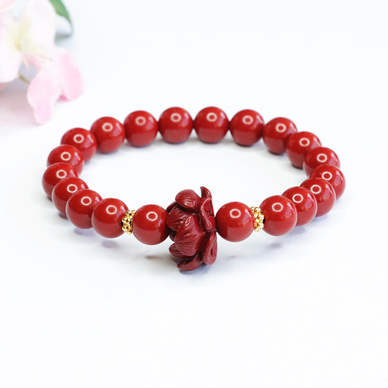 Cinnabar Lotus Sterling Silver Bracelet