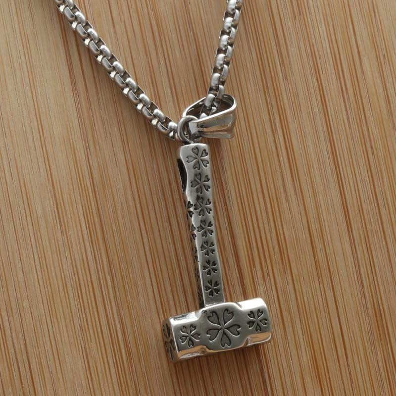 Titanium Steel Punk Hammer Pendant Necklace - Retro Trendy Men's Accessory