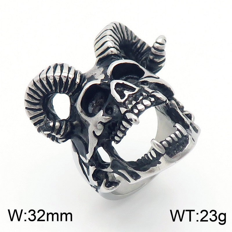 Punk Style Titanium Steel Skull Ring for Men - Retro Claw Design