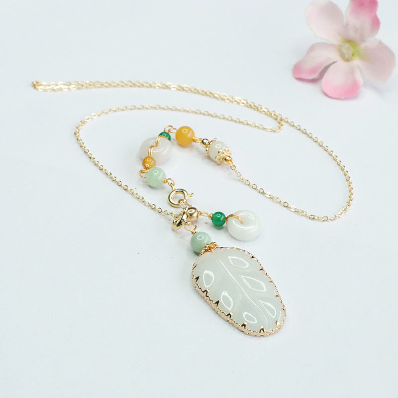 Fortune's Favor Sterling Silver Jadeite Leaf Necklace