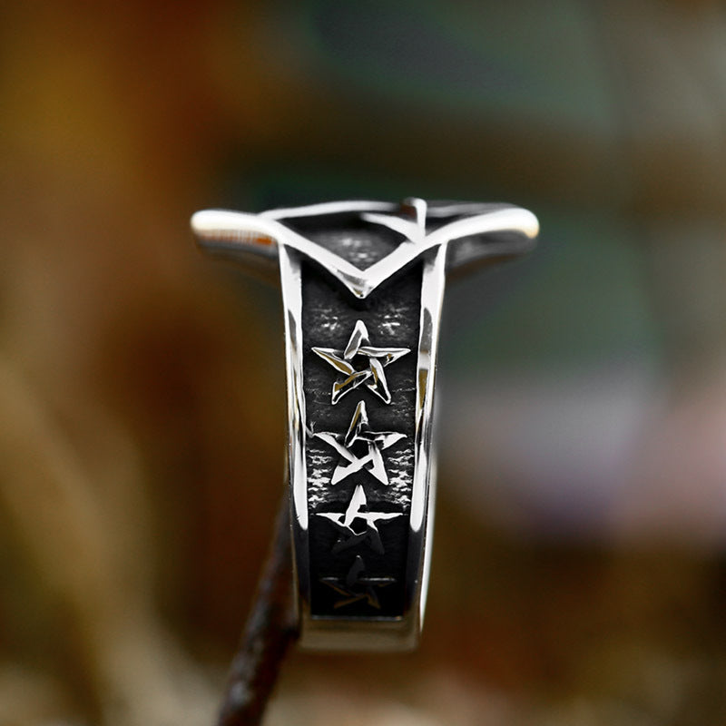 Titanium Steel Retro Five-Pointed Star Ring for Men - Stylish and Personalized Wholesale Design