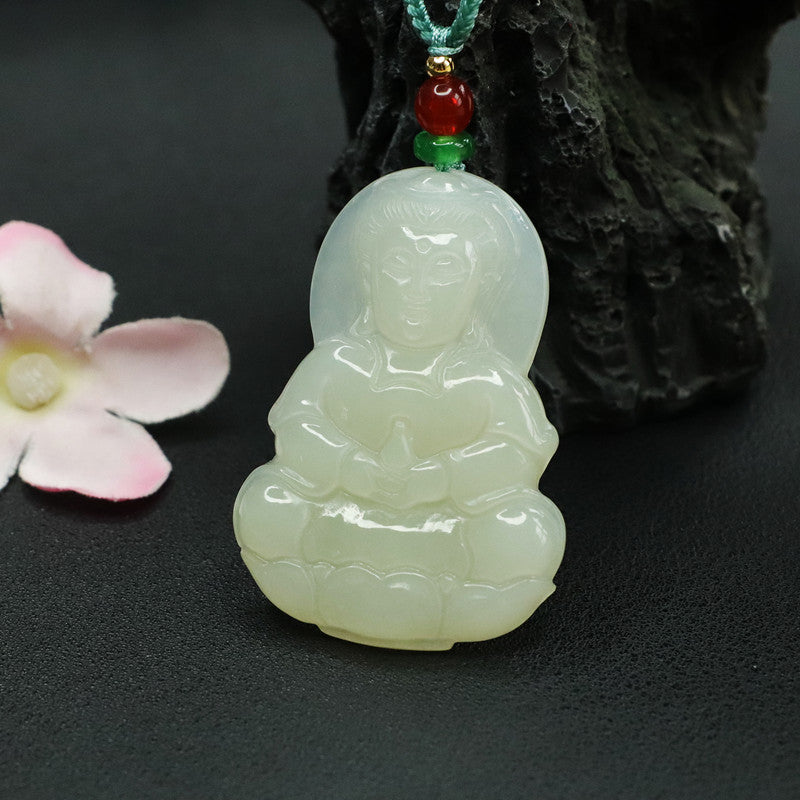 Guanyin Necklace Crafted with Hotan Jade