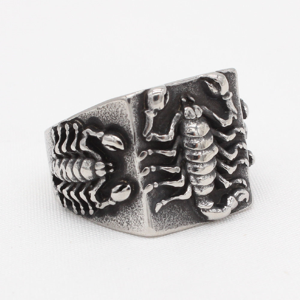 Retro Scorpion Relief Titanium Steel Ring for Men