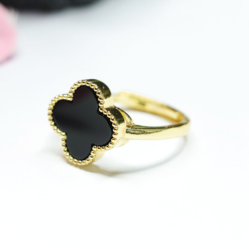 Black Agate Clover Ring from the Fortune's Favor Collection