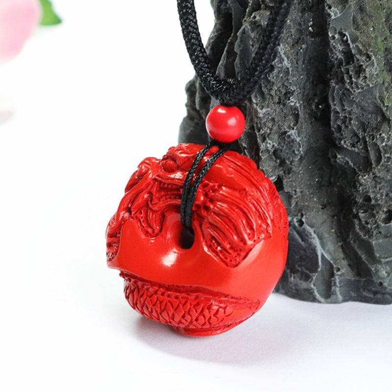 Cinnabar Ping'an Buckle Red Sand Carving Dragon Pendant