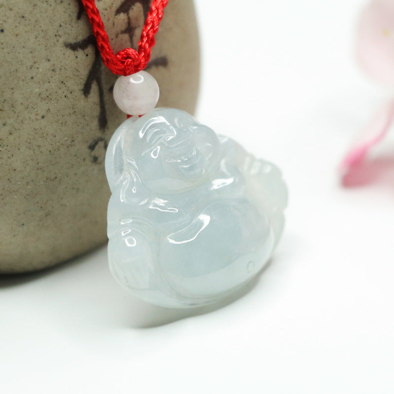 Maitreya Buddha Jade Jewelry Pendant with Sterling Silver Needle