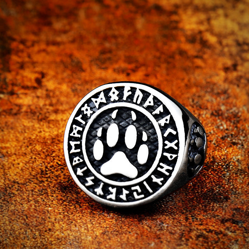 Retro Viking-Inspired Personalized Bear Claw Titanium Steel Ring for Men, European and American Stainless Steel Jewelry