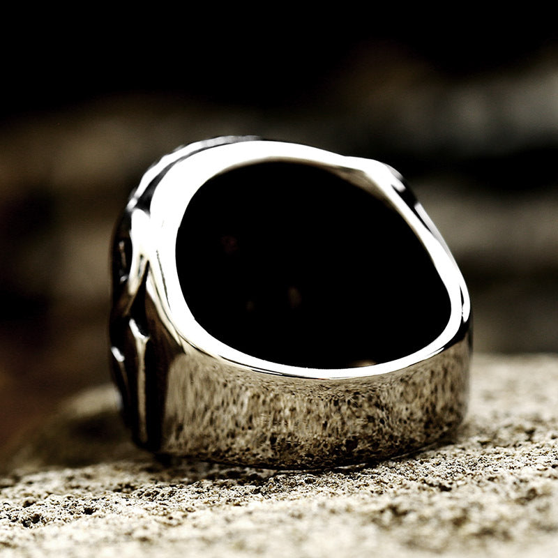 Wholesale Retro Skull Ring in Titanium Steel with Zircon Inlay - Punk Style for Men