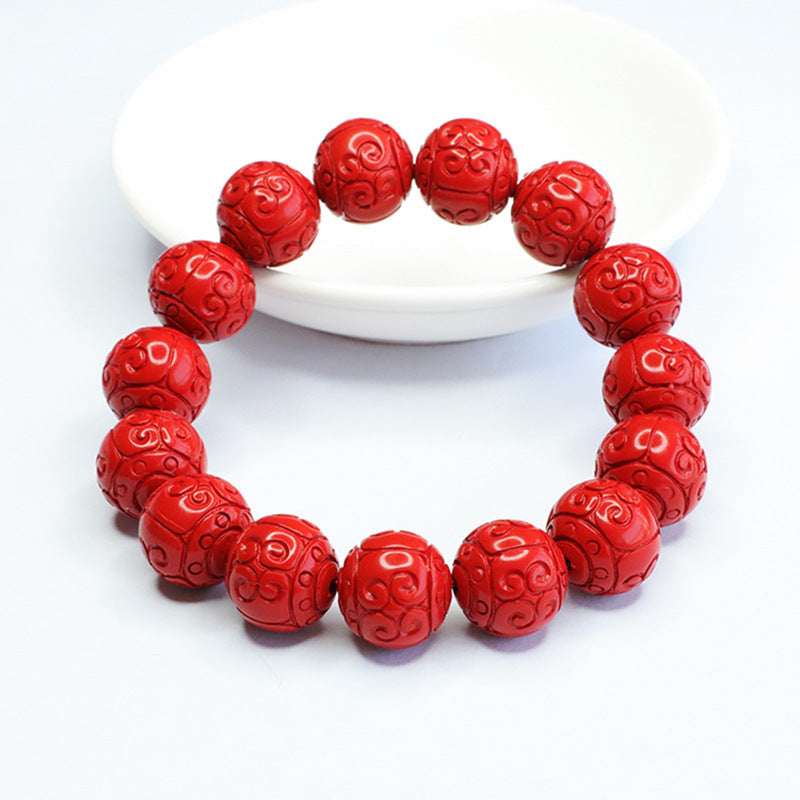 Red Sand Auspicious Cloudscape Cinnabar Bead Bracelet